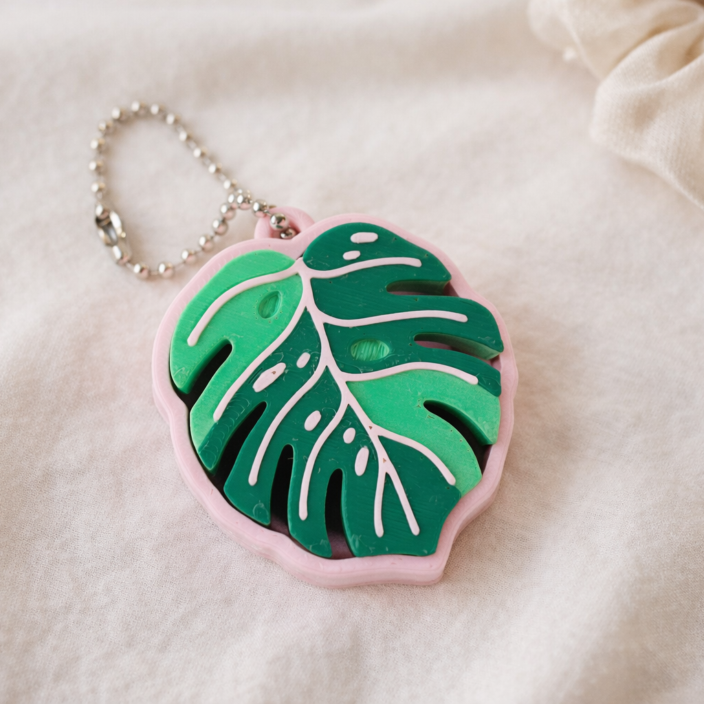 Monstera Fidget Clicker Pink - Pre Made