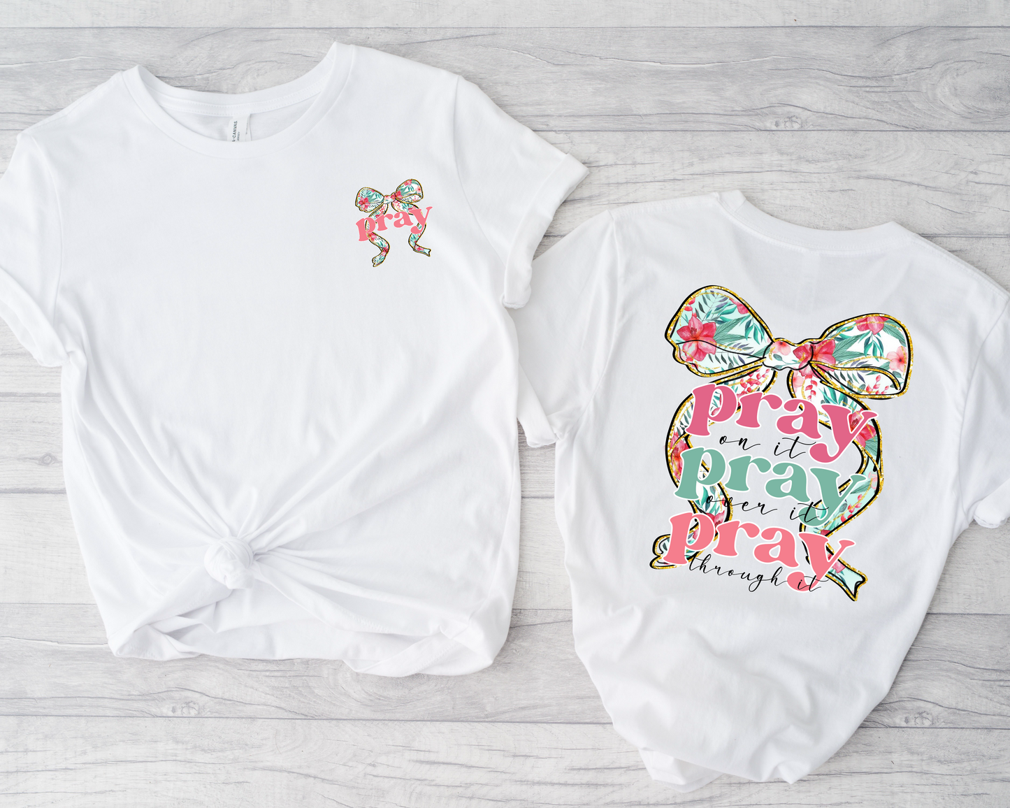 Pray Floral Bow SET DTF Transfer