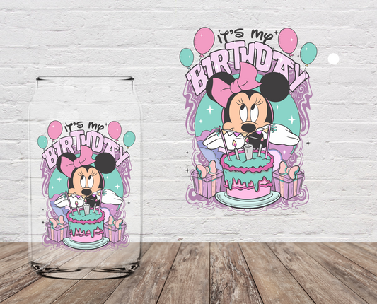It's My Birthday Girl Mouse 4" UV DTF