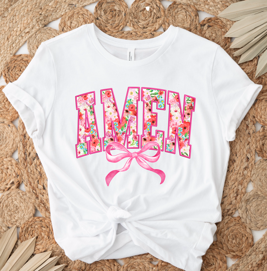Amen Pink Bow DTF TRANSFER