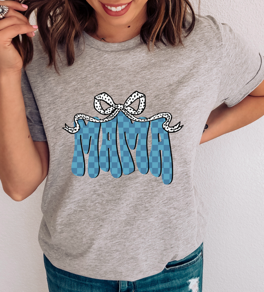 Mama Blue Checkered DTF TRANSFER