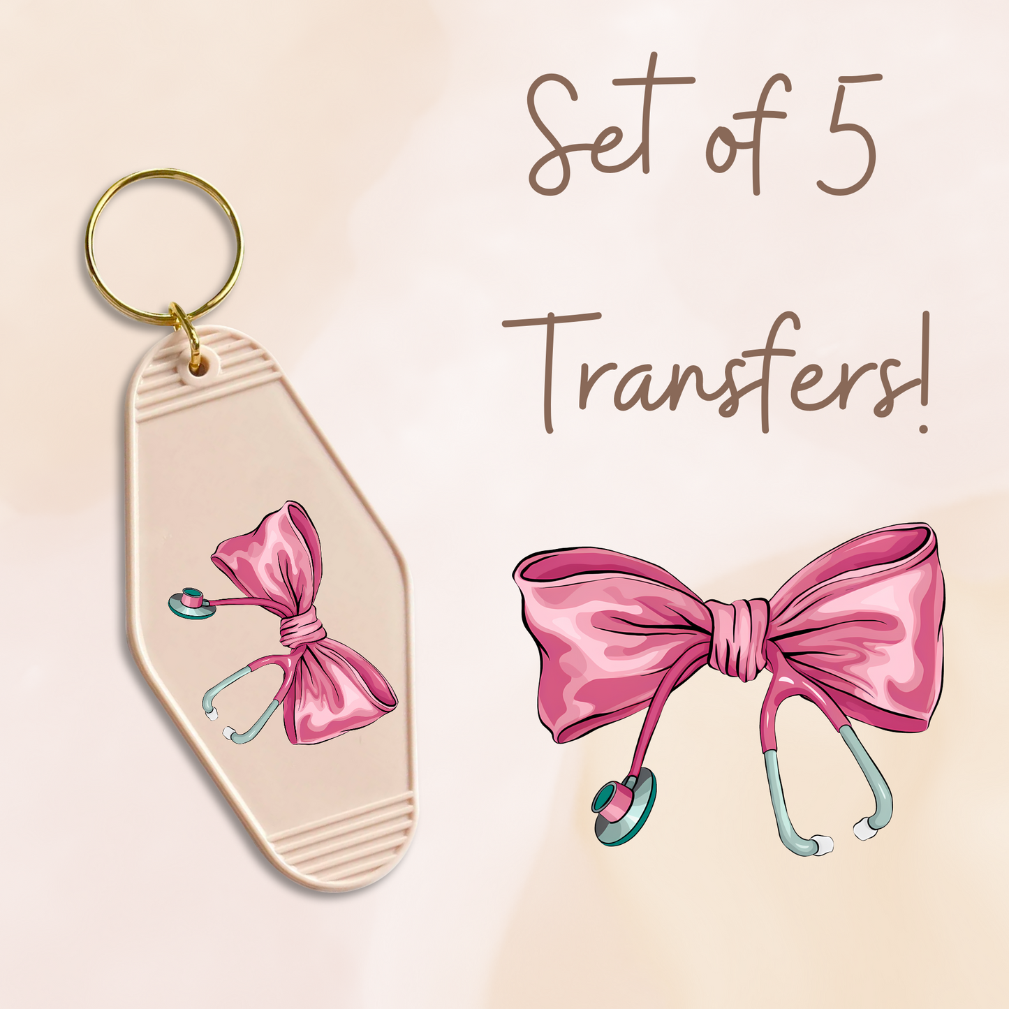 Pink Bow Stethoscope (MOTEL KEYCHAIN)