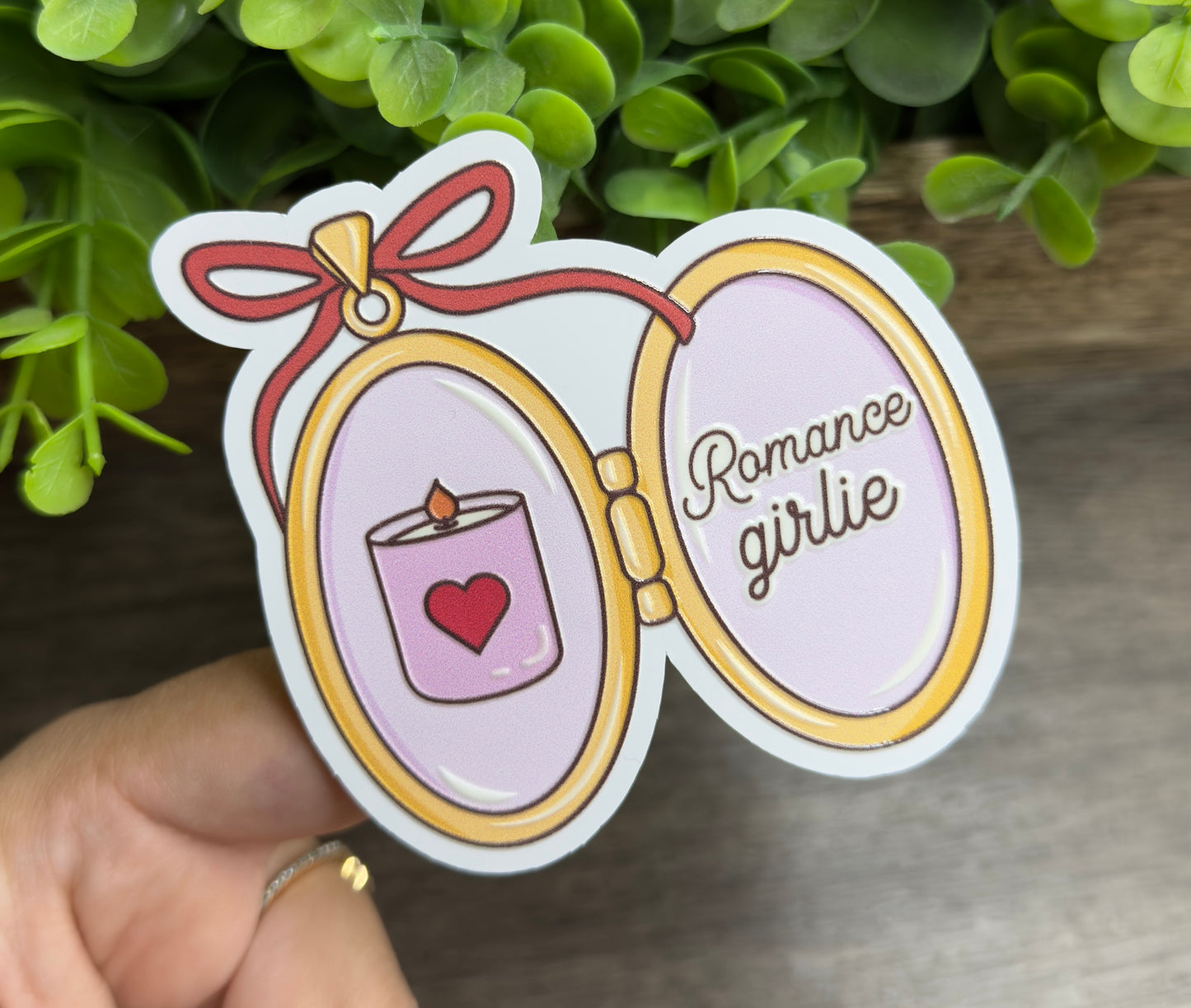 Romance Girlie Locket Textured White Vinyl Sticker