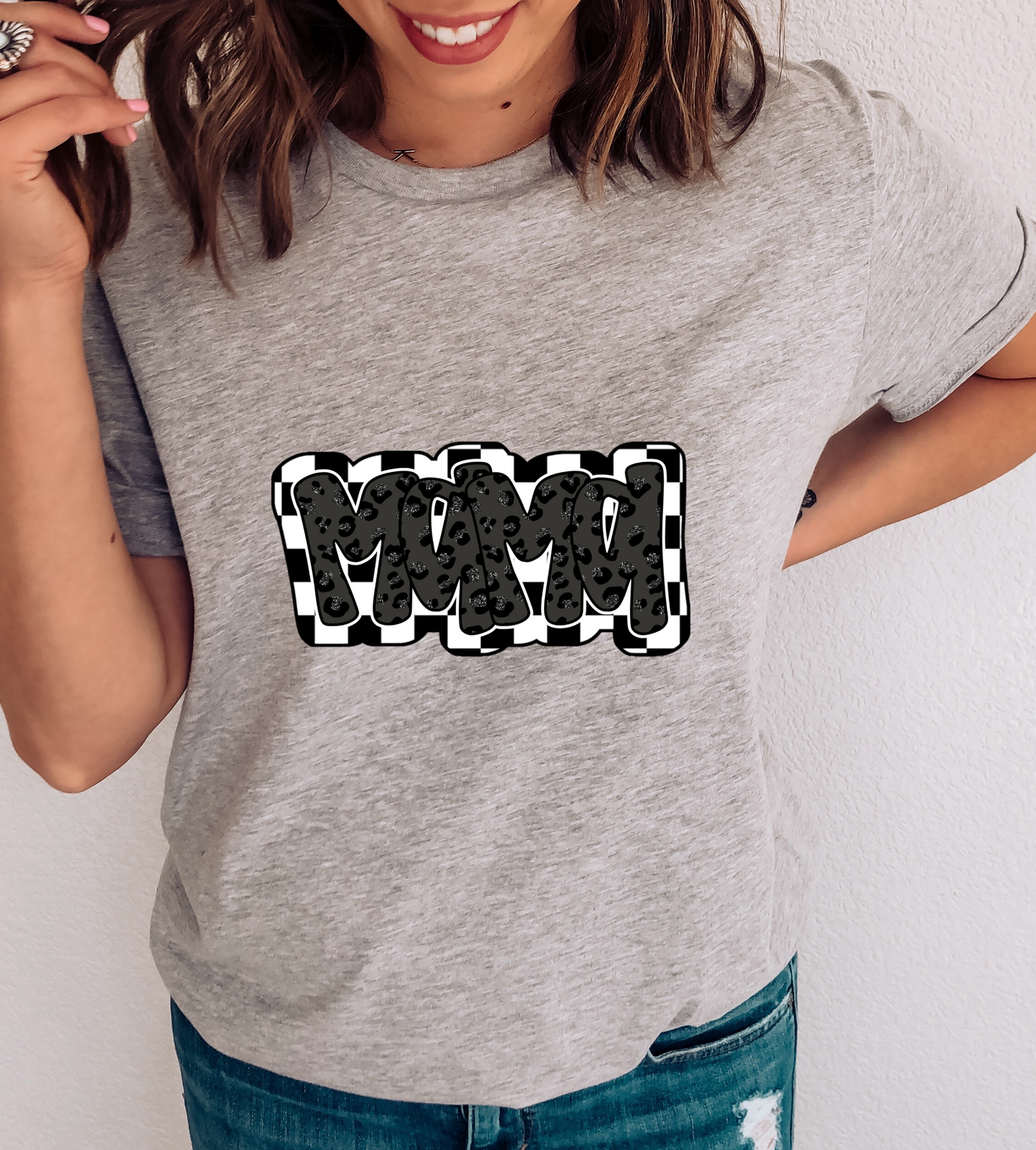 Mama Black Checkered DTF TRANSFER