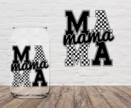 Mama x2 Black Checkered 4” UV DTF