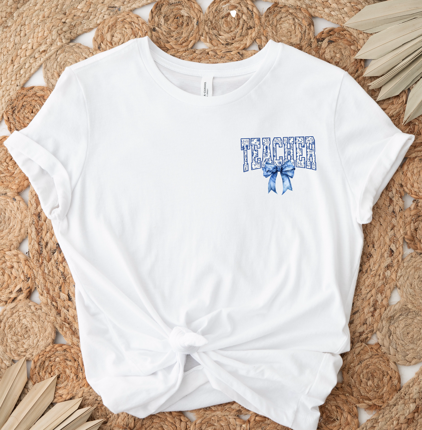 Blue Teacher Floral DTF TRANSFER