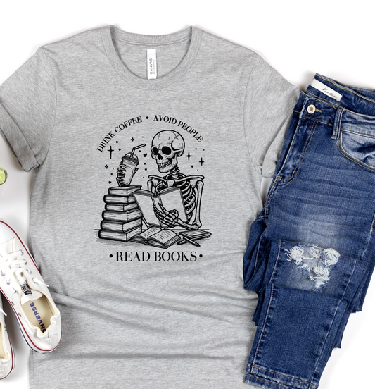 Drink Coffee Avoid People (BLACK) SINGLE COLOR DTF TRANSFER