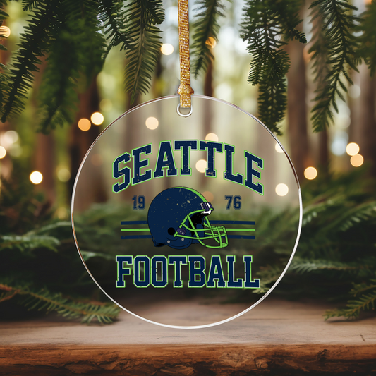 Seattle Football Ornament Size LAST CHANCE UV DTF DOUBLE SIDED