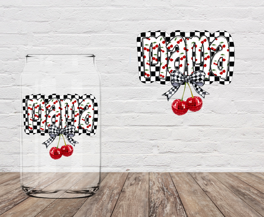 Mama Checkered Cherries 4" UV DTF