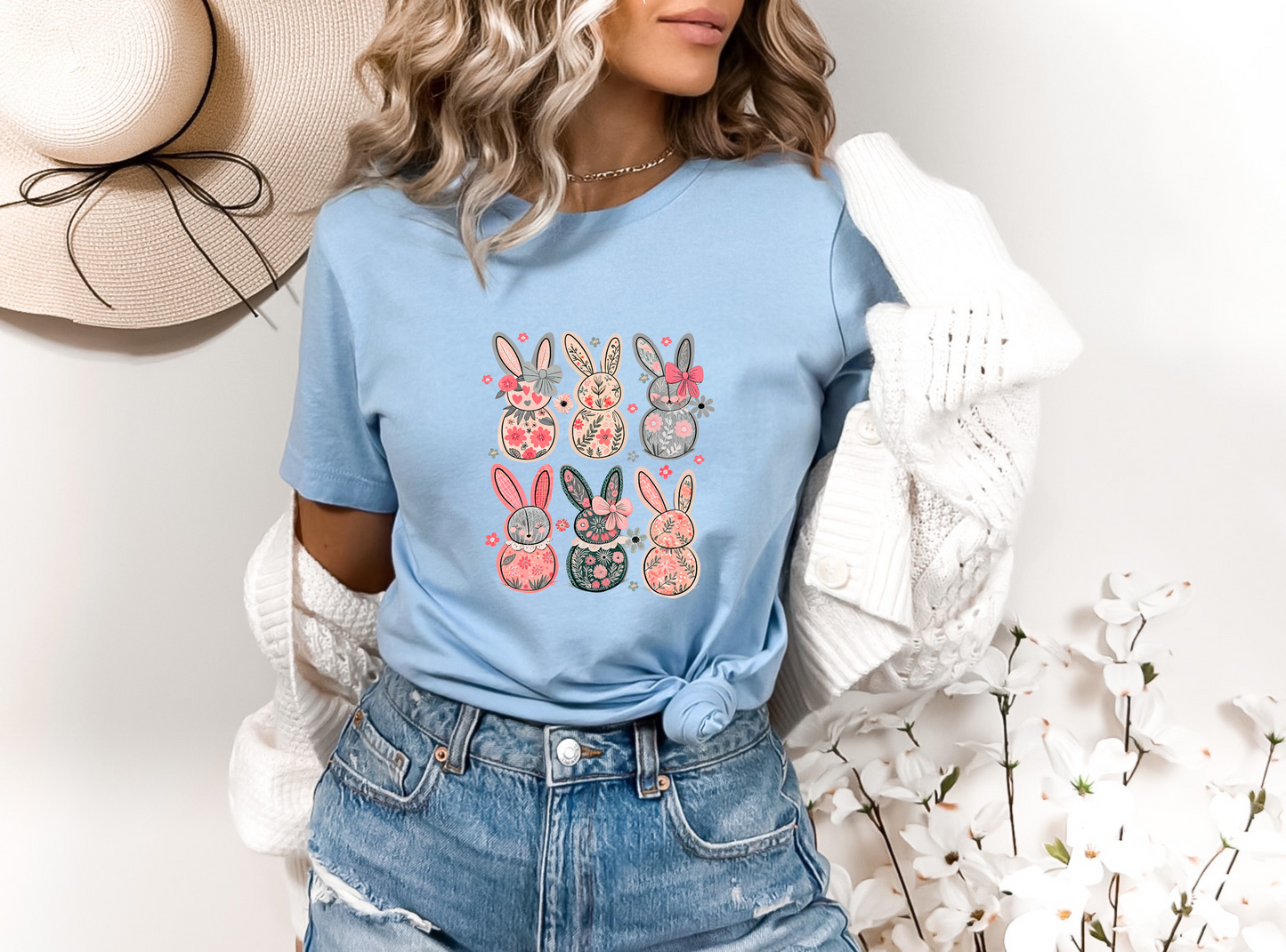 Six Floral Bunnies DTF TRANSFER