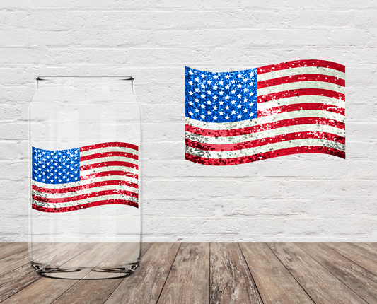 USA Flag Glitter 4" UV DTF