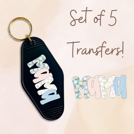 Mama Quilt MOTEL KEYCHAIN Transfer Set of 5