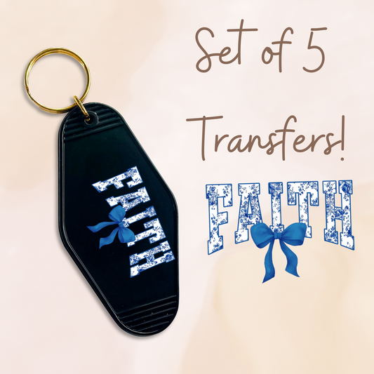 Blue Floral Faith MOTEL KEYCHAIN Transfer