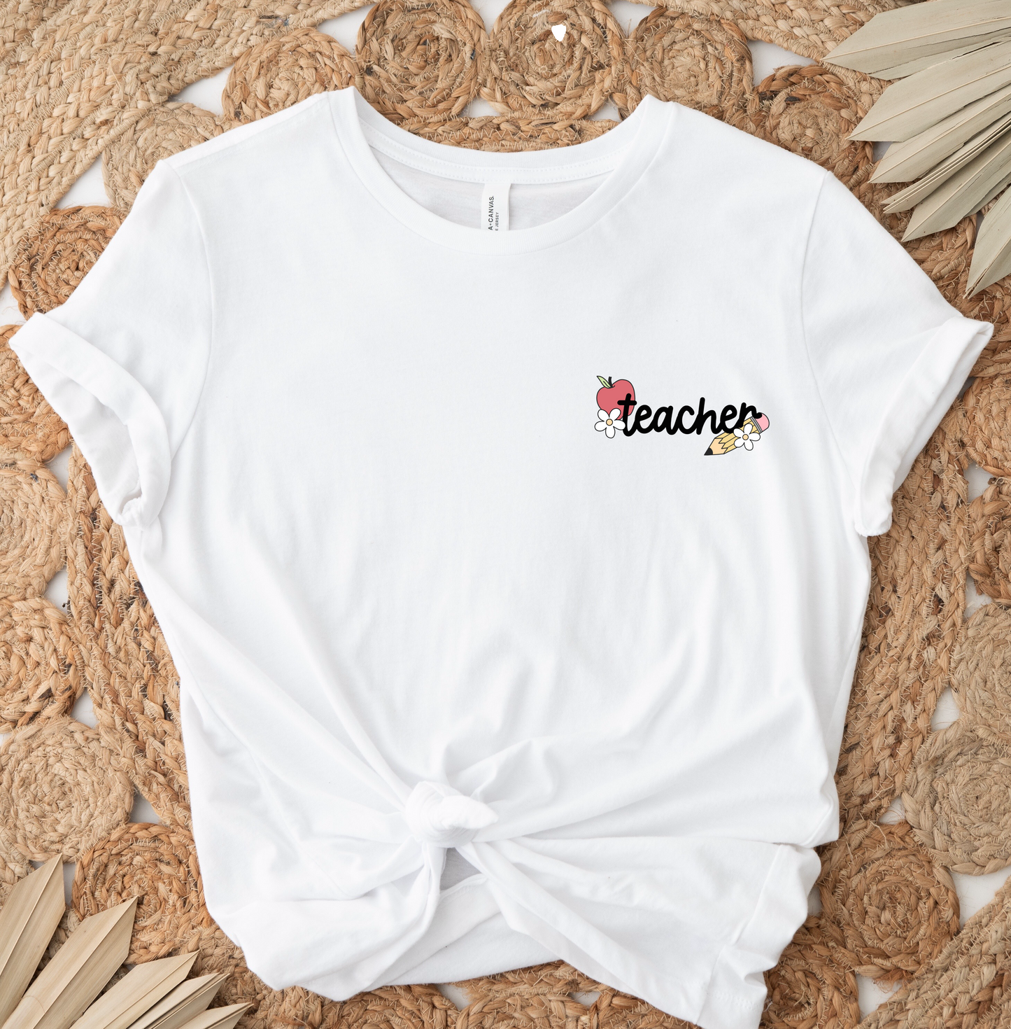 Teacher Red Apple Flowers DTF TRANSFER