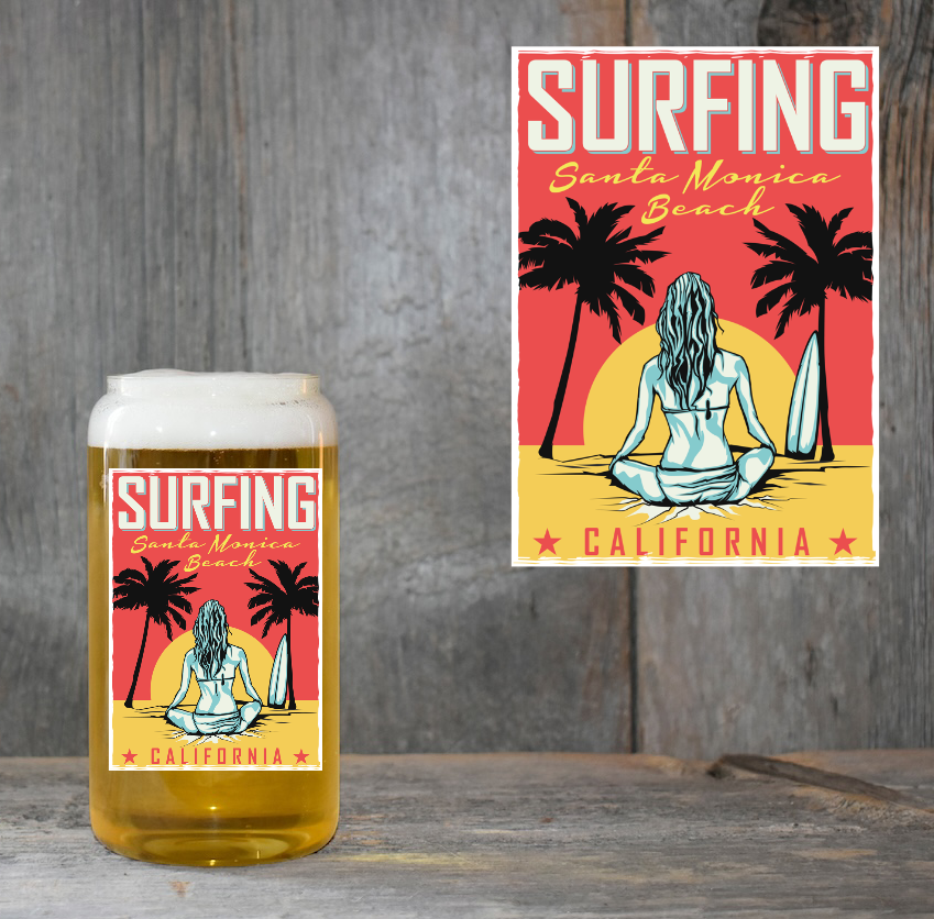 Surfing Santa Monica 4" UV DTF
