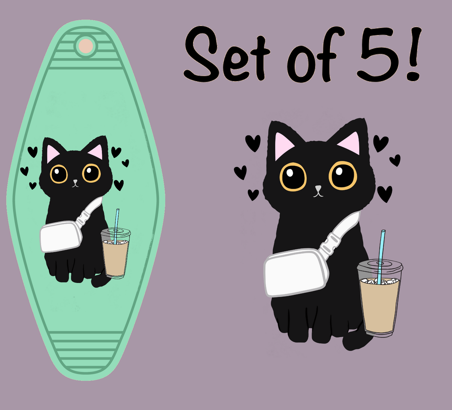 Black Cat In Style UV (MOTEL KEYCHAIN)