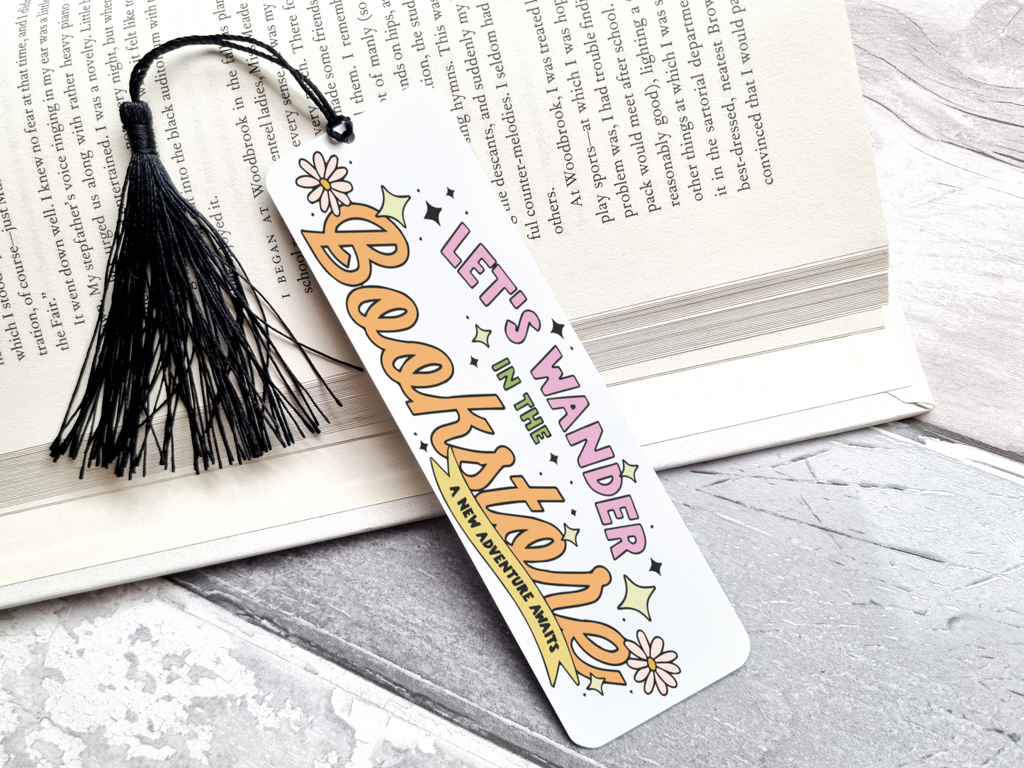 Let's Wander In The Bookstore Bookmark UV DTF Transfer