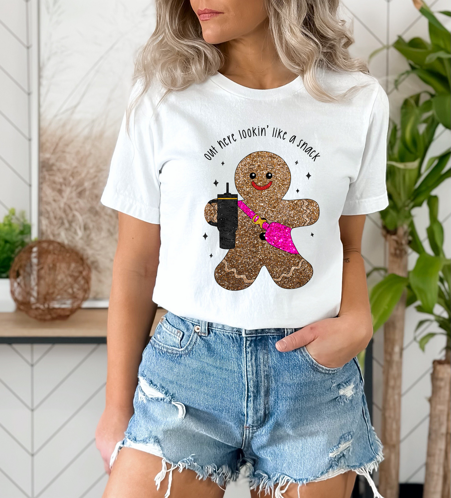 Out Here Lookin' Like A Snack Gingerbread Faux Glitter DTF