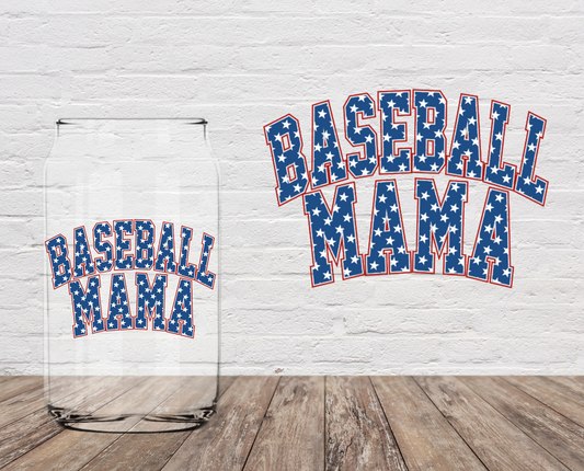 Blue Baseball Mama 4" UV DTF LAST CHANCE