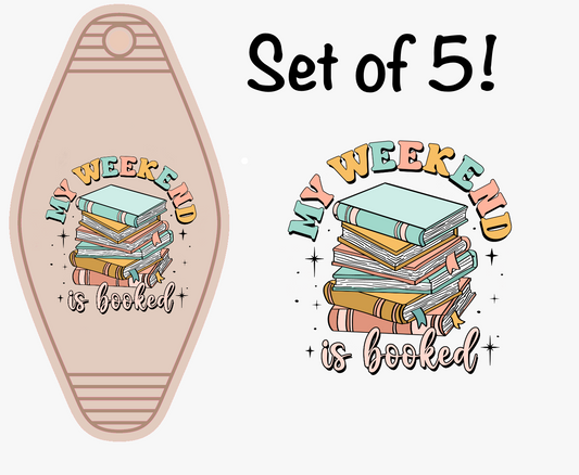 My Weekend Is Booked Green & Orange (MOTEL KEYCHAIN)