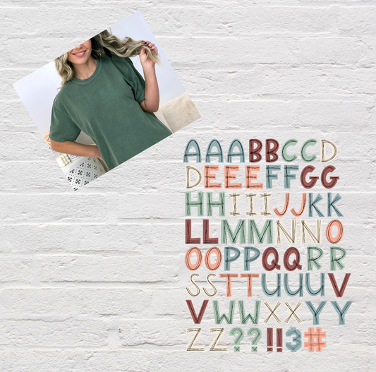Line through Letter Alphabet DTF Transfer