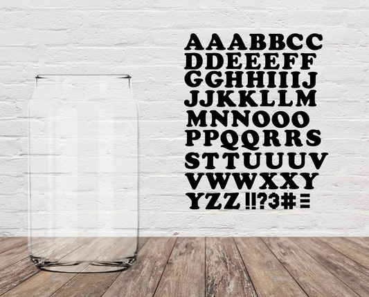 Black Lettering Alphabet UV DTF