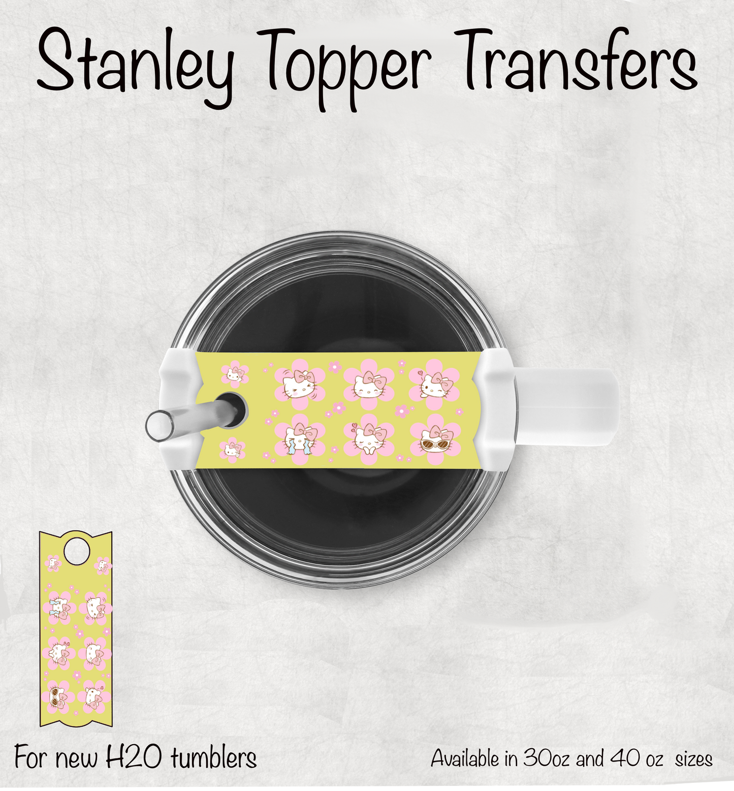 HK Pink Flowers Tumbelr Topper UV Dtf