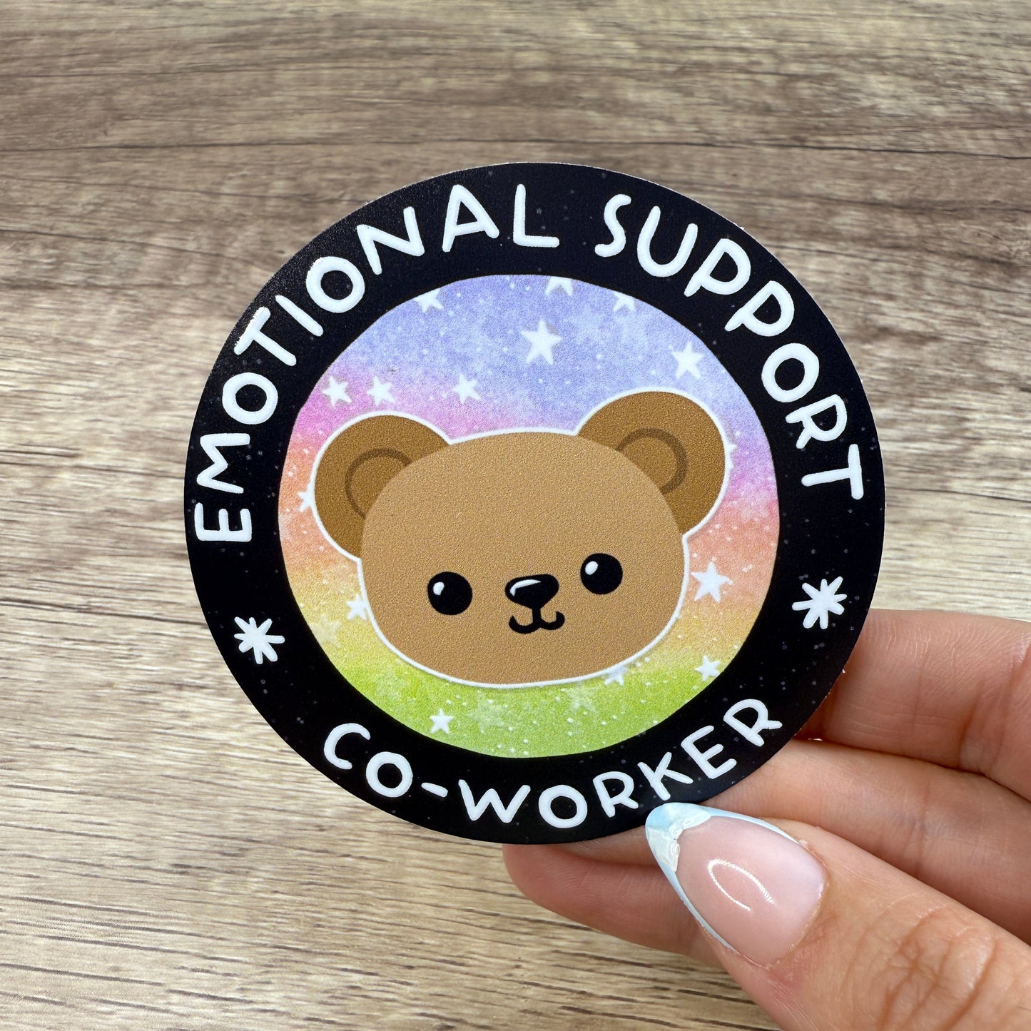 Emotional Support Co-worker White Vinyl Sticker 3"