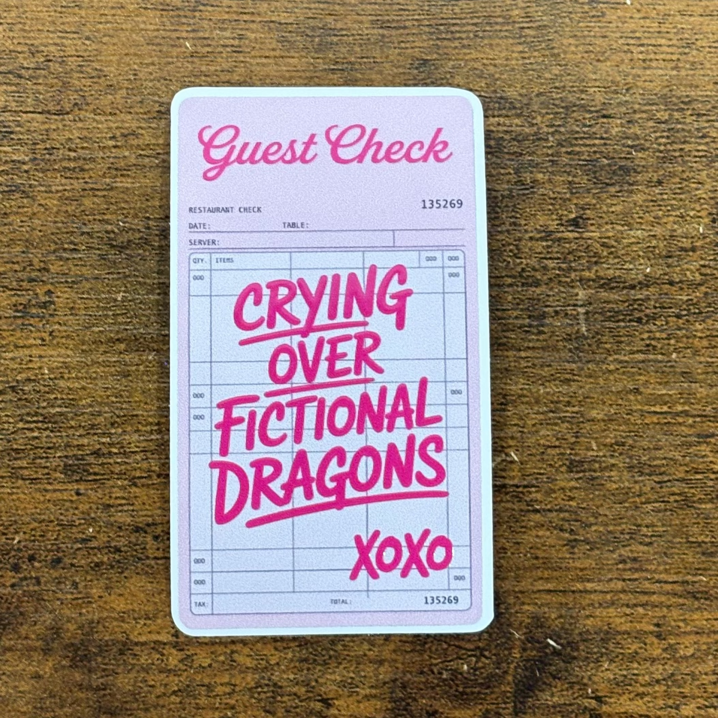 Crying Over Fictional Dragons White Vinyl Stickers