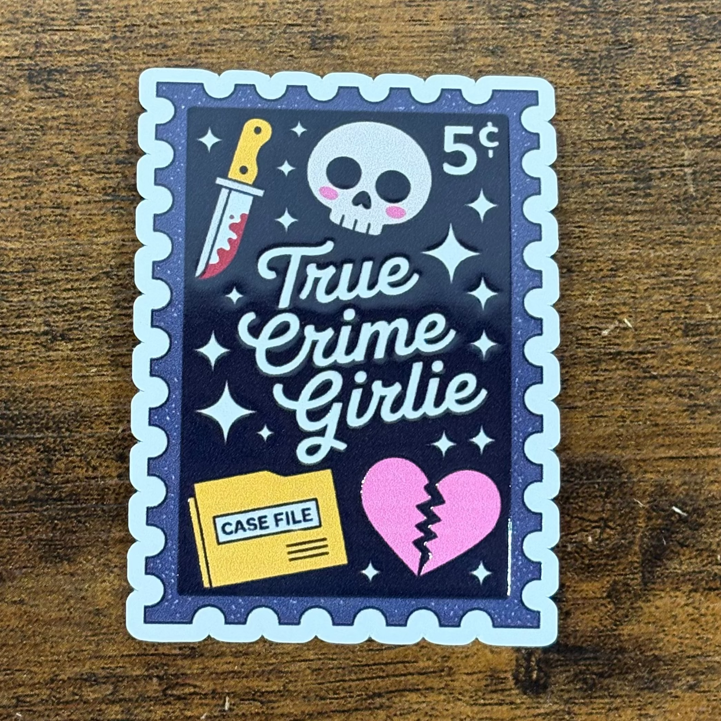 True Crime Girlie Stamps White Vinyl Stickers