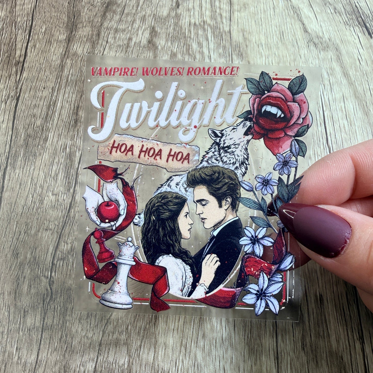 Vampires Wolves Romance Clear Vinyl Sticker 3"