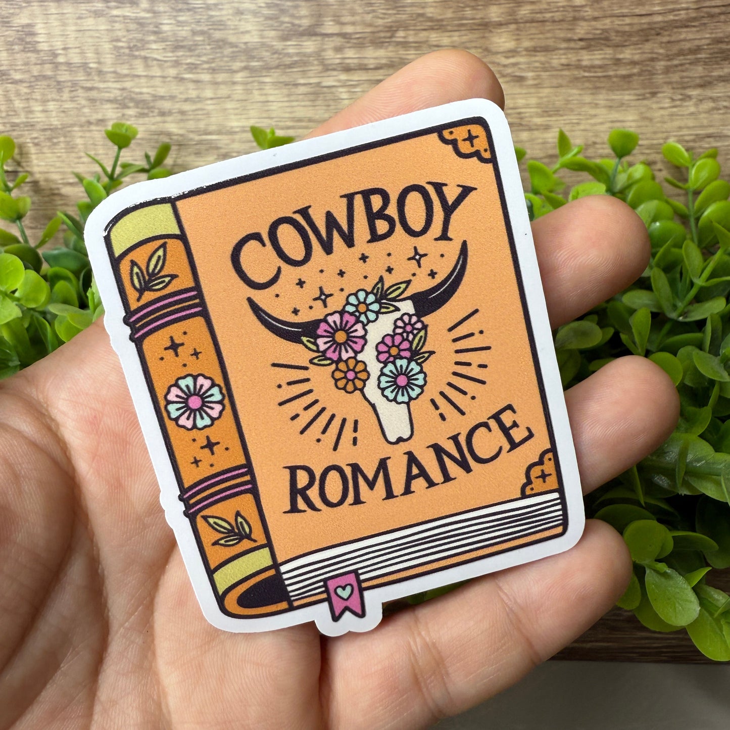 Cowboy Romance White Vinyl Sticker