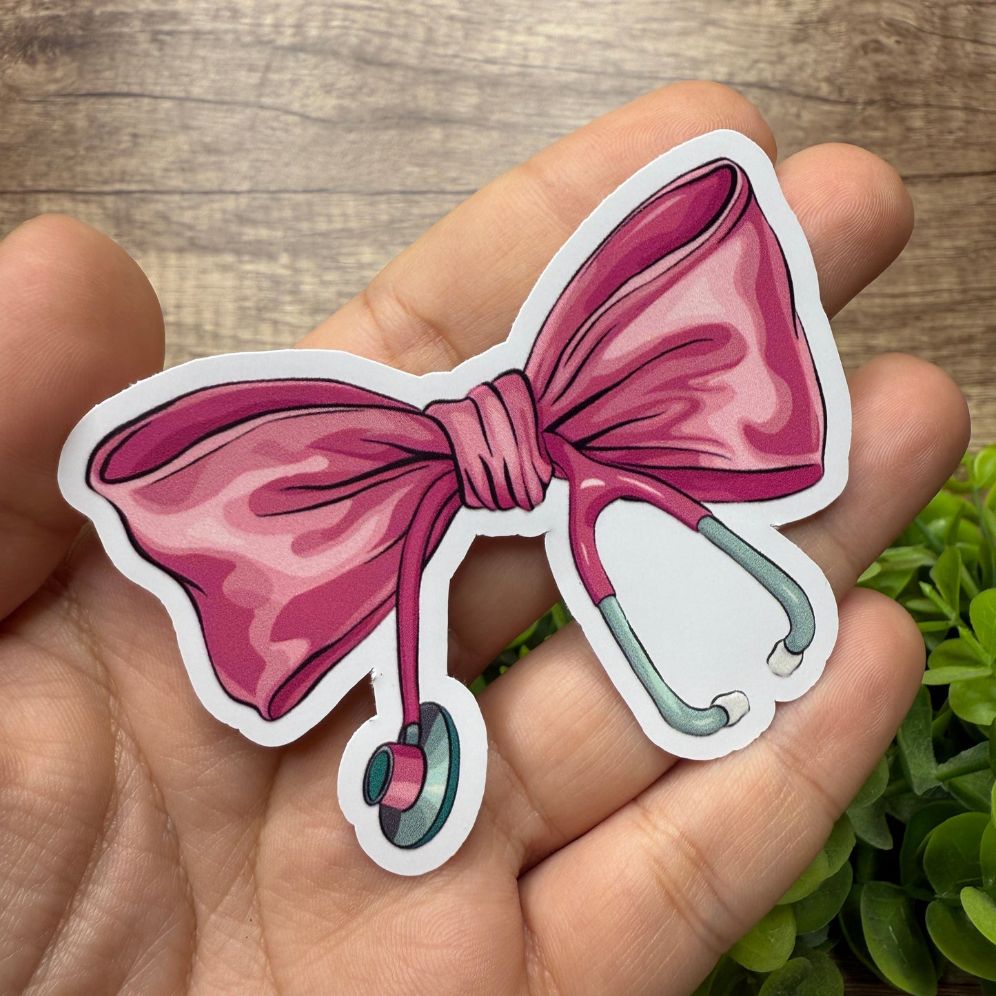 Pink Nurse Bow Clear Vinyl Sticker