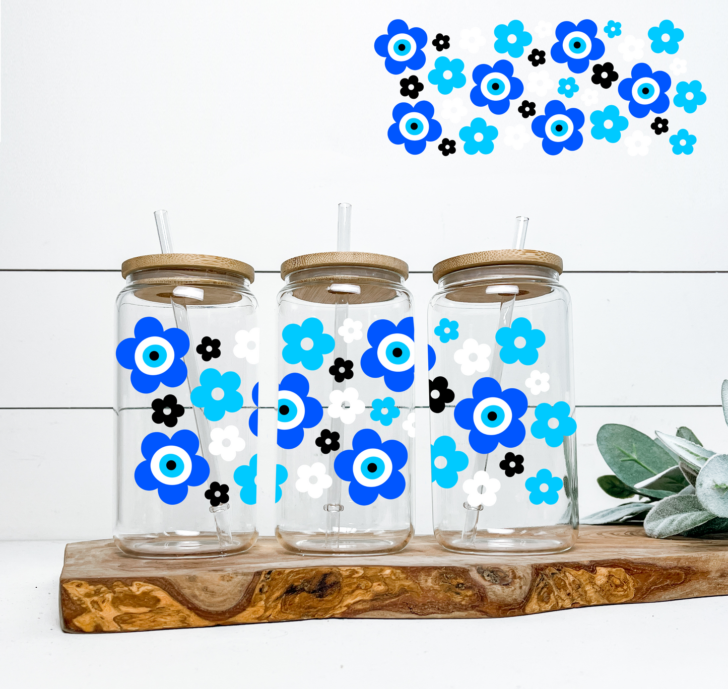 Evil Eye Flowers UV DTF Wrap