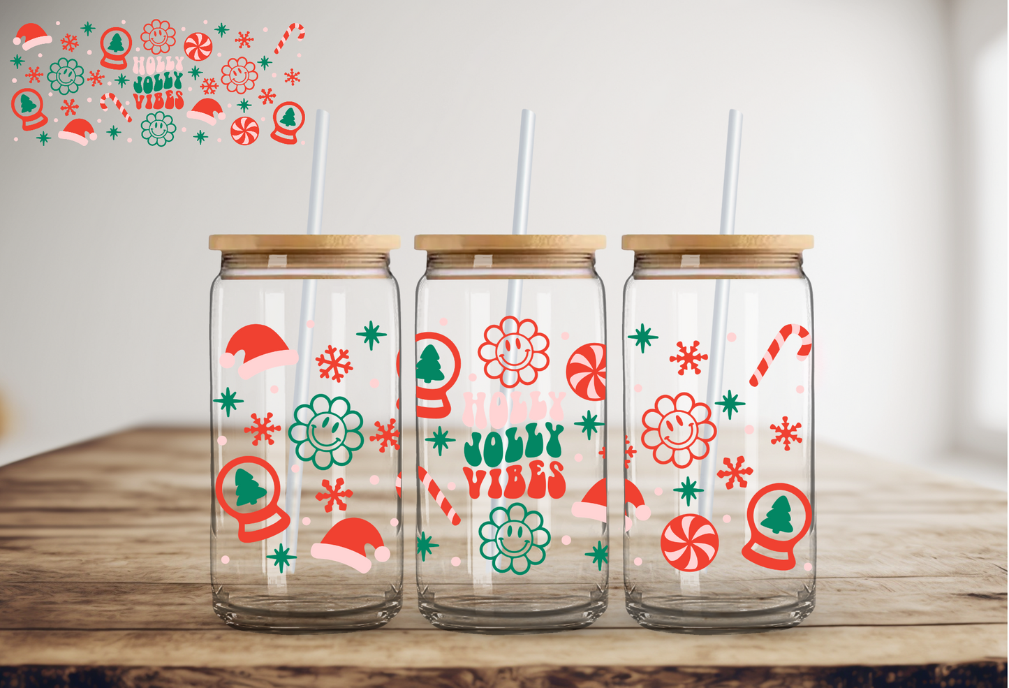 Holly Jolly Vibes 16oz UV DTF