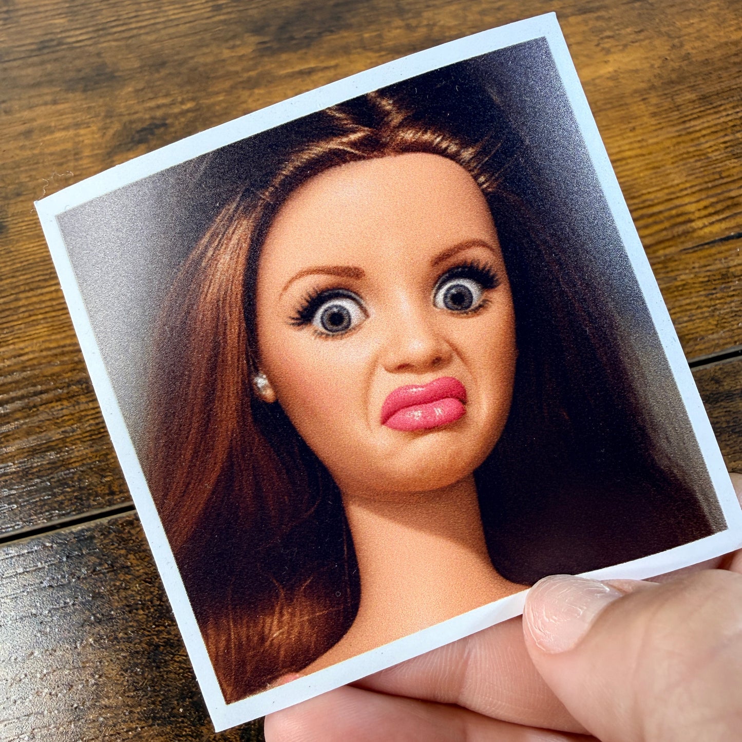 Disgusted Face Girl White Vinyl Sticker