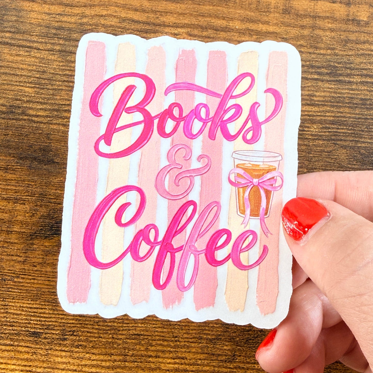 Books & Coffee Clear Vinyl Sticker 3”