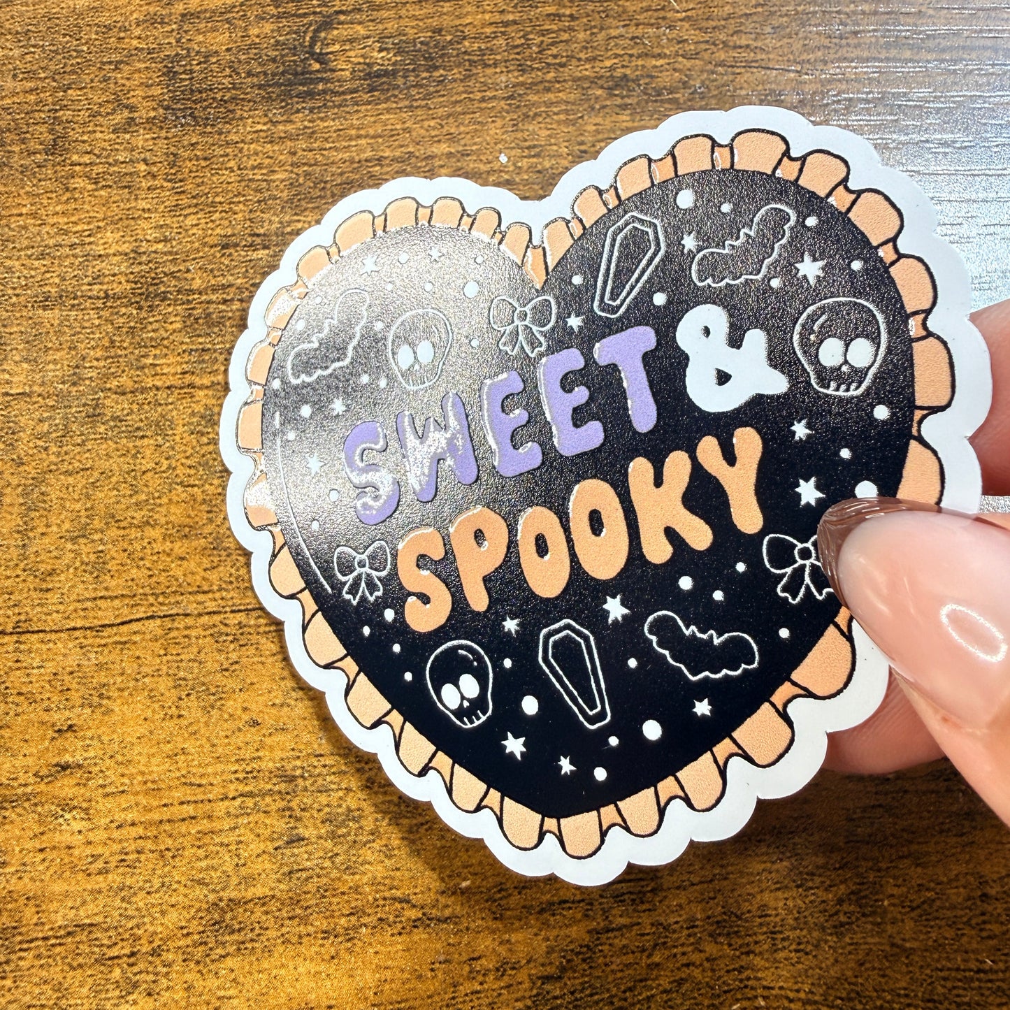 Sweet and Spooky Heart White Vinyl Sticker