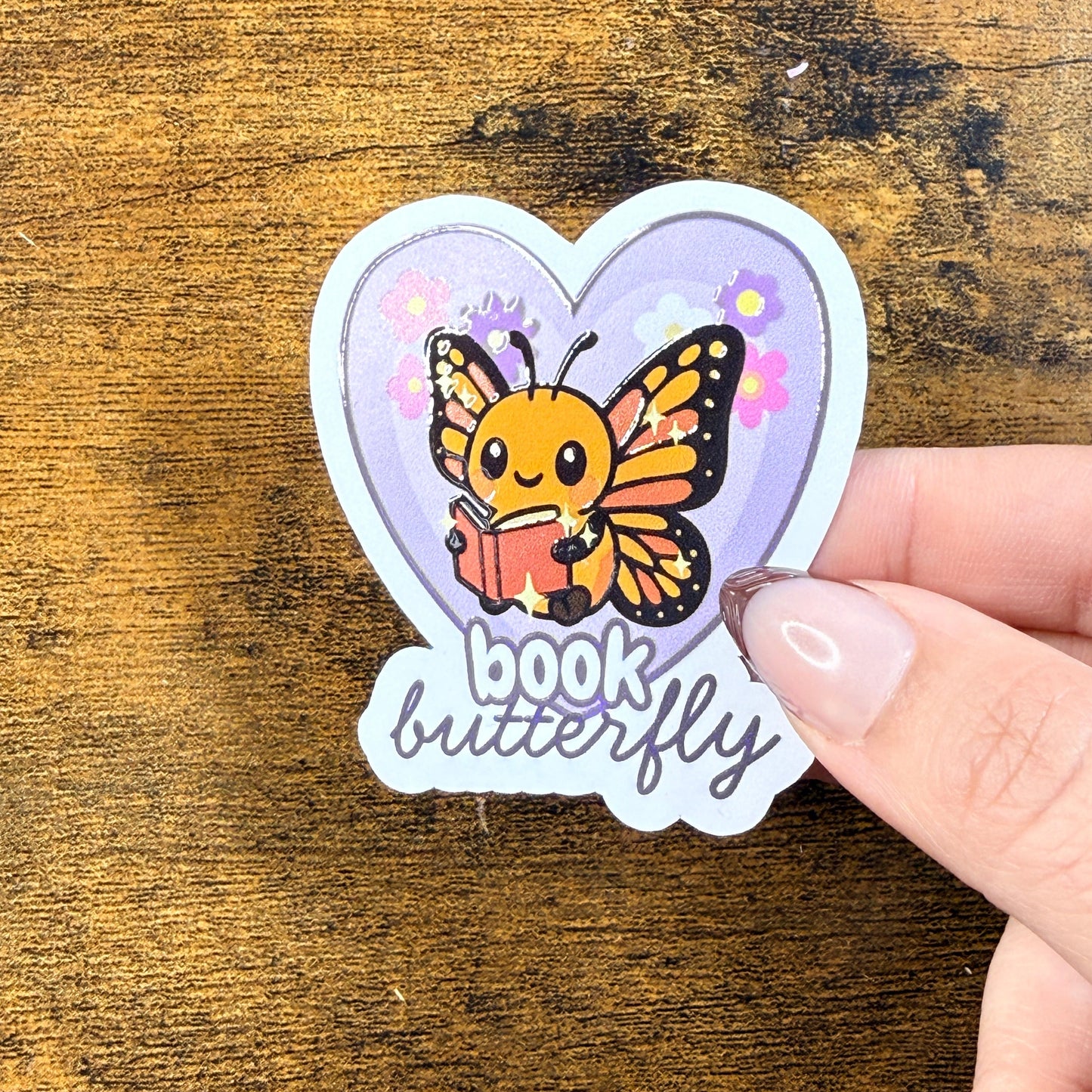 Book Butterfly White Vinyl Sticker 2.5"