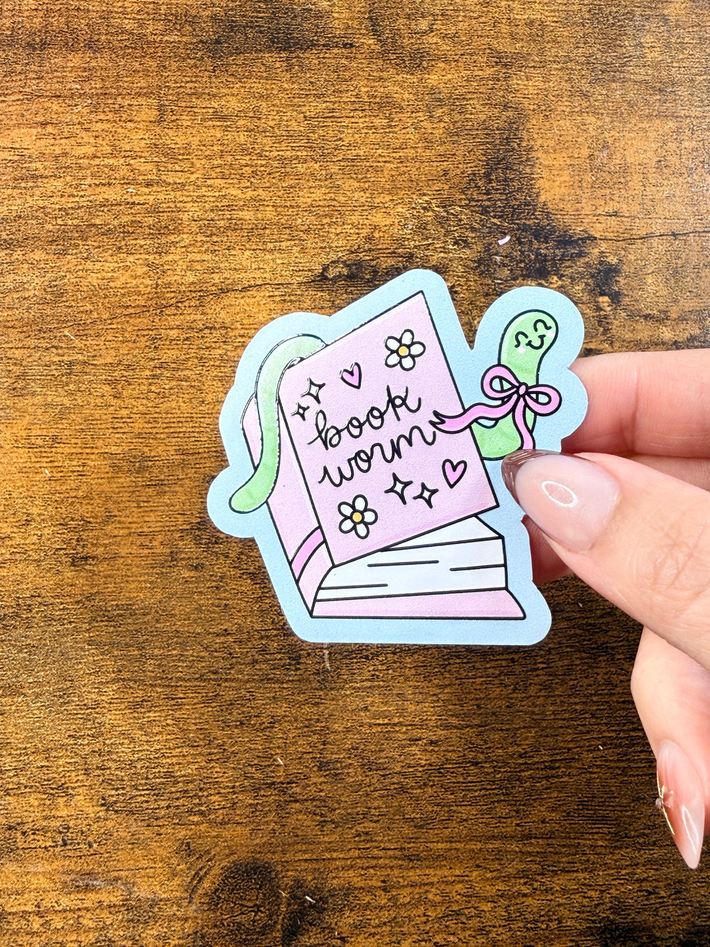 Book Worm Vinyl Sticker 2.5"