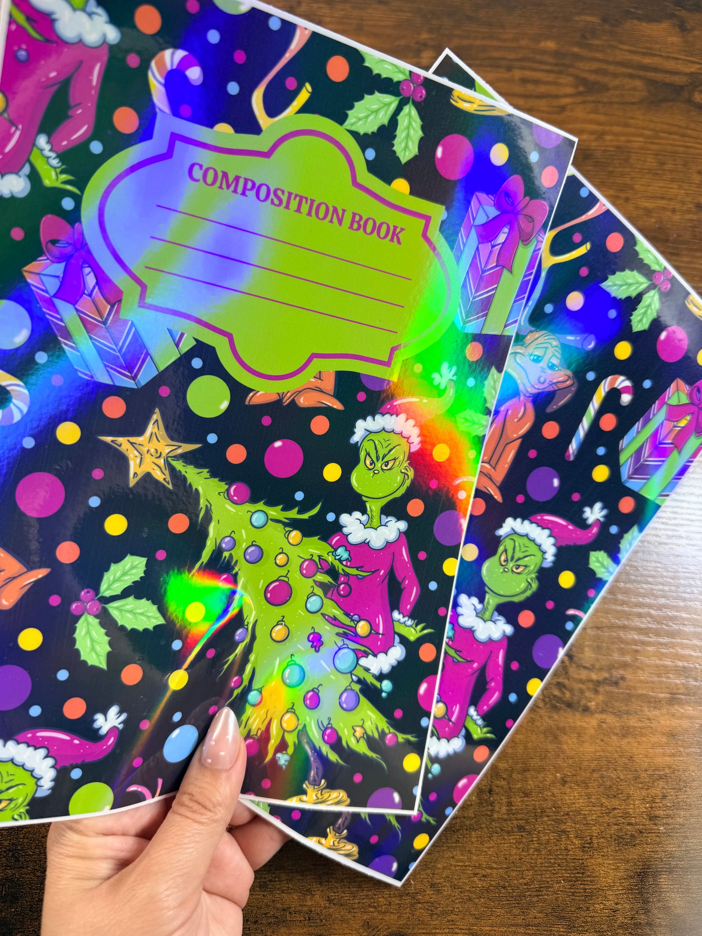 Bright Green Monster Holographic Notebook Cover