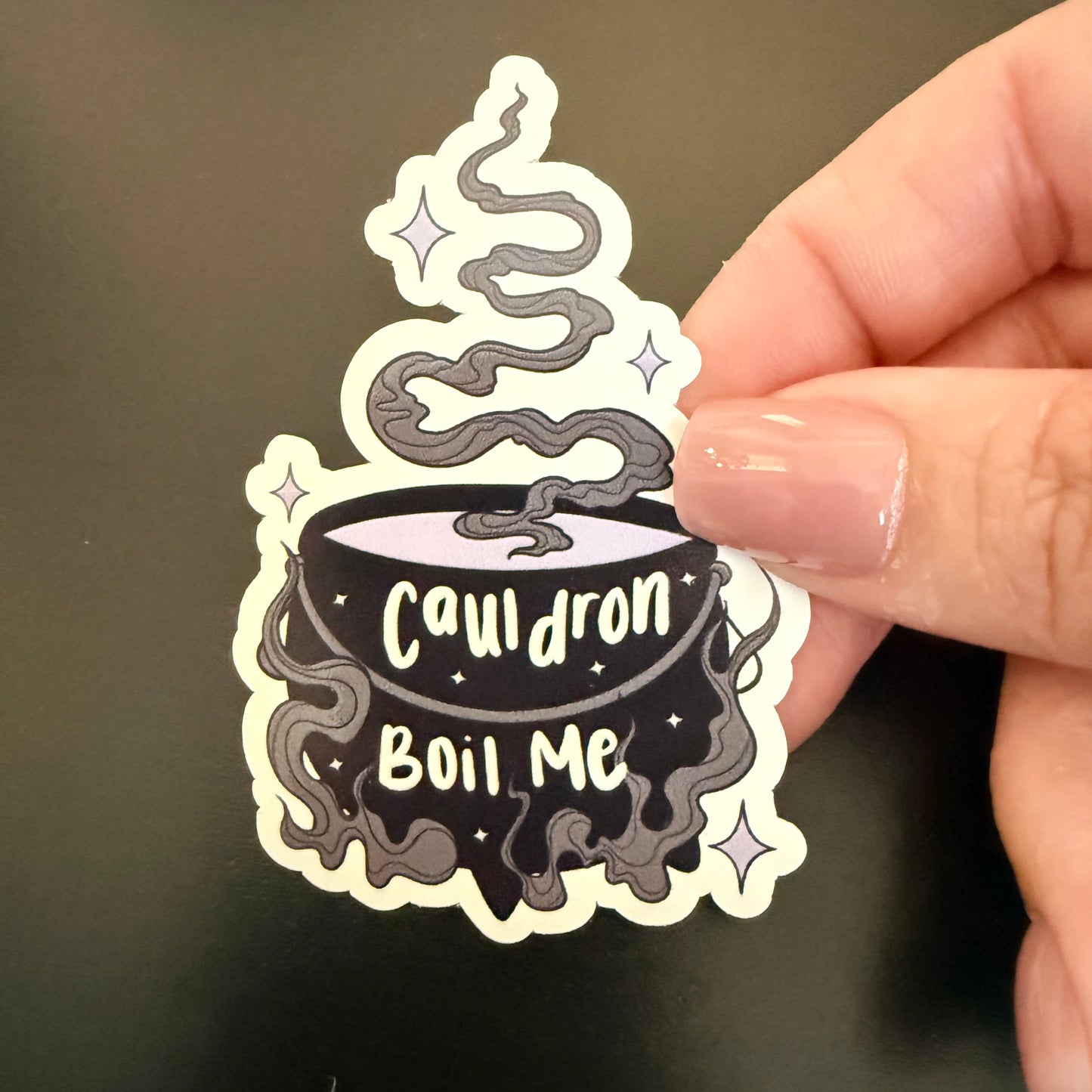 Cauldron White Vinyl Sticker