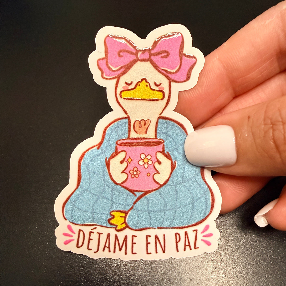 Dejame En Paz Duck White Vinyl Sticker