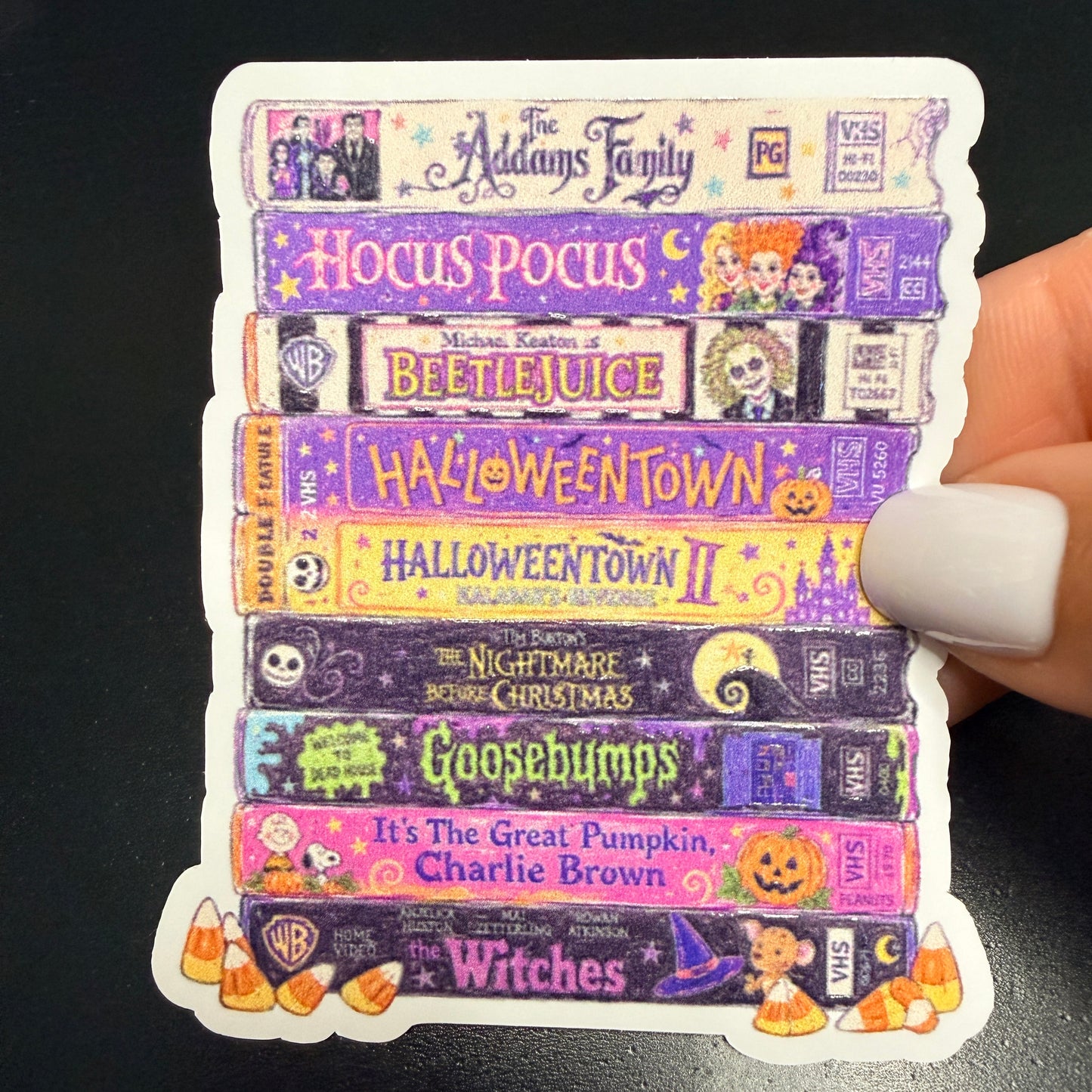 Old Halloween Movies White Vinyl Sticker