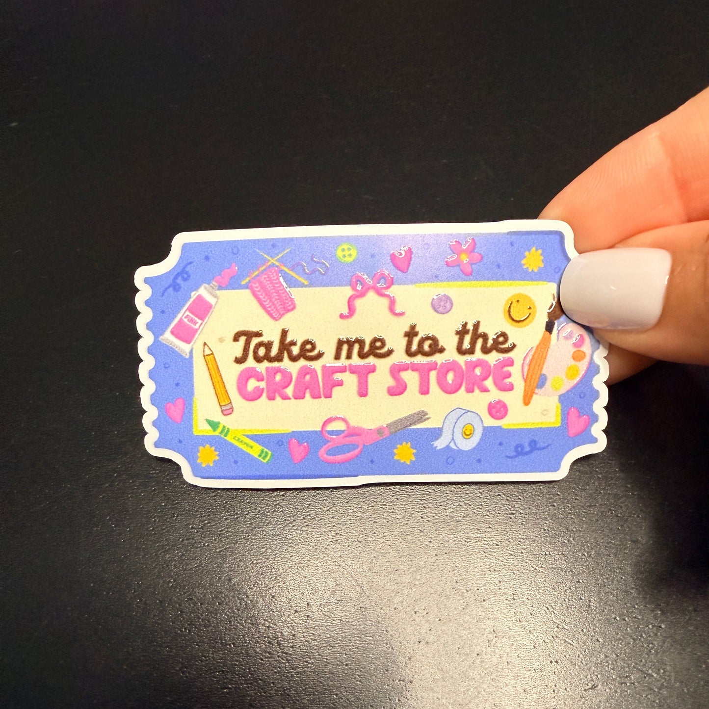 Take Me To The Craft Store White Vinyl Sticker