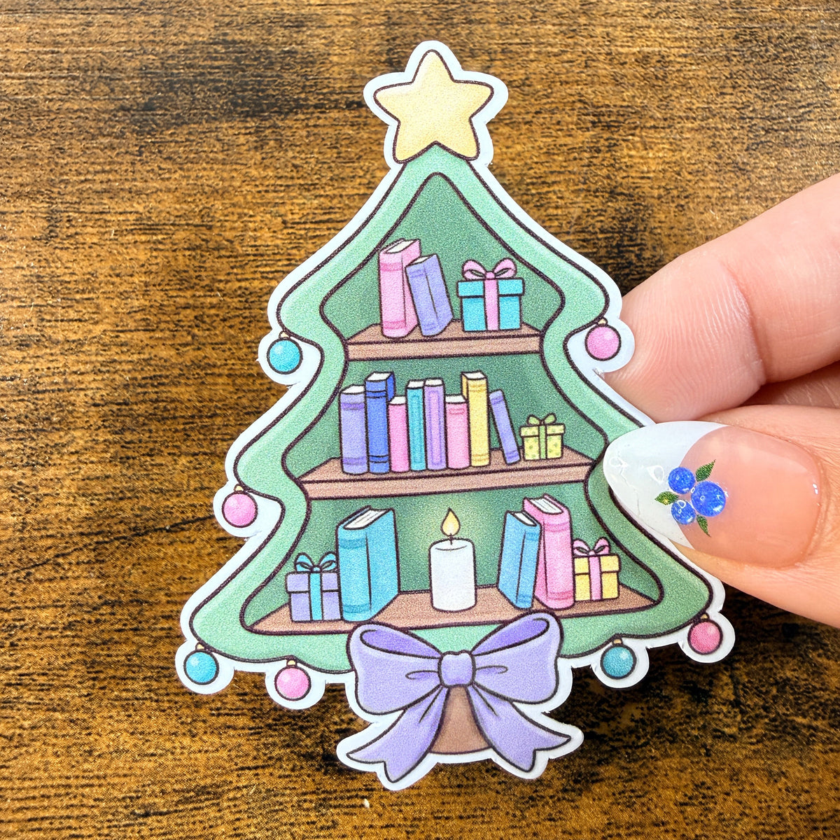 Shelf Christmas Tree White Vinyl Stickers