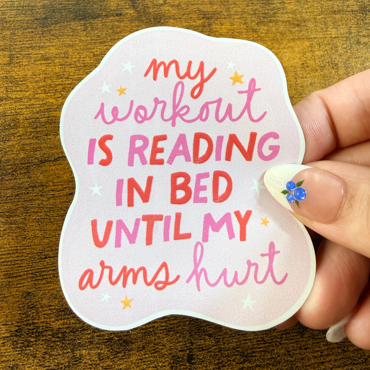 My Workout Is Reading In Bed White Vinyl Stickers