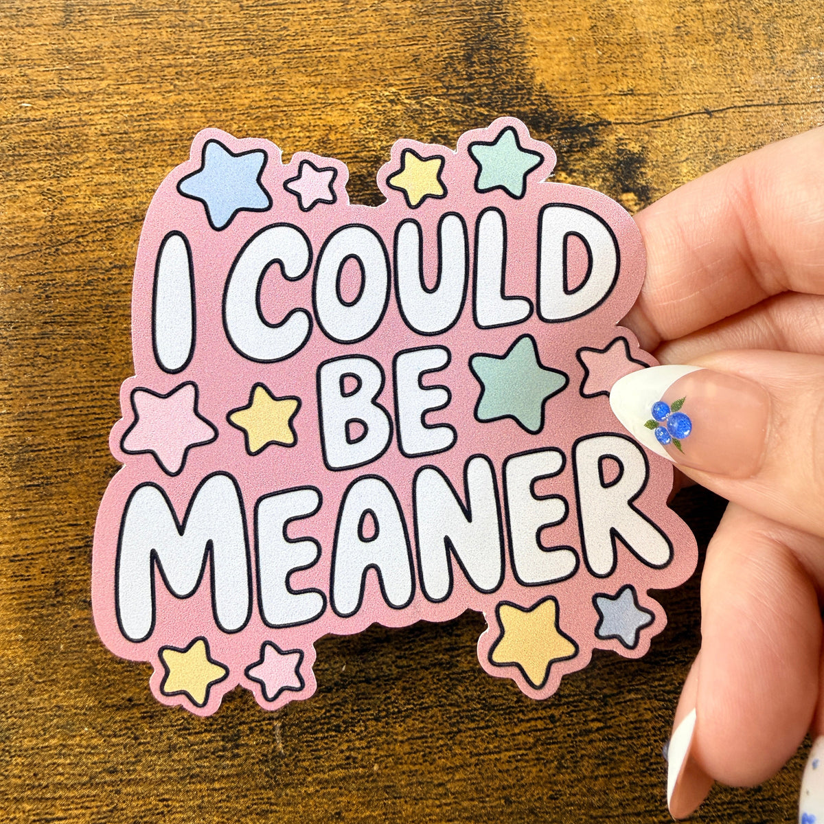 I Could Be Meaner White Vinyl Stickers