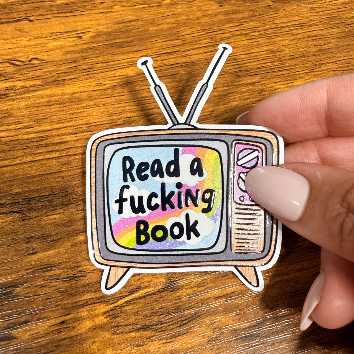 Read a Fucking Book TV White Vinyl Stickers