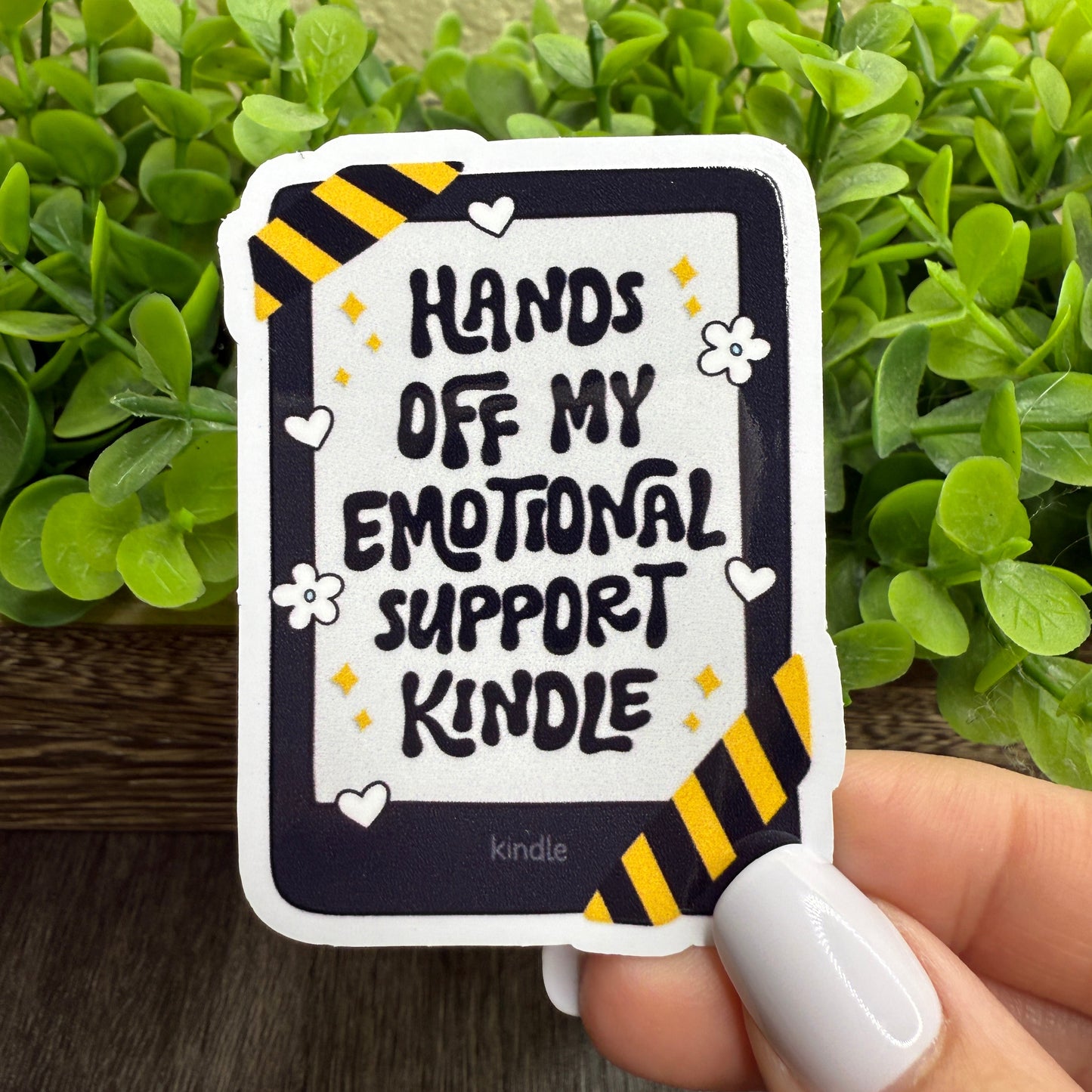 Hands off My Emotional Support Kin White Vinyl Sticker 3"